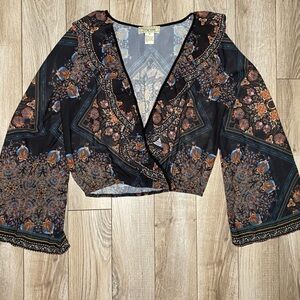 Flying Tomato Black and Brown Floral Blouse